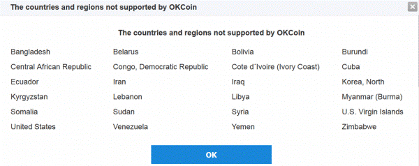 не поддерживаемые страны OKcoin
